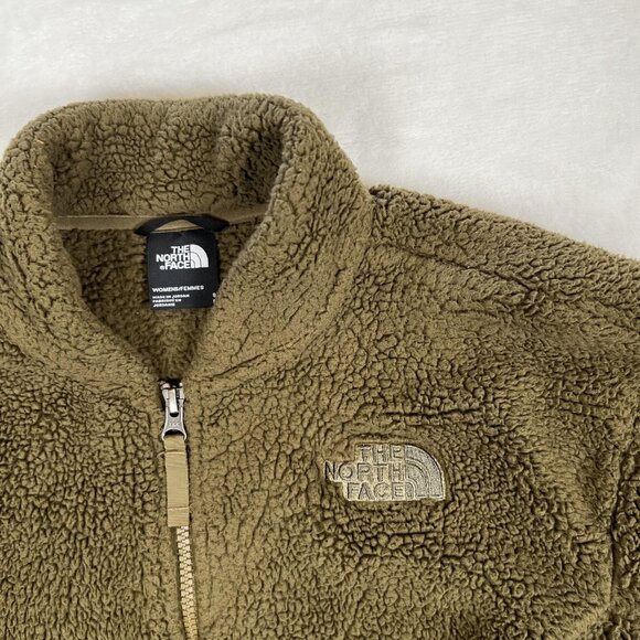 North Face Jacket Women's Small Green Sherpa Full Zip Fleece Outdoor Cozy Winter - Picture 2 of 10